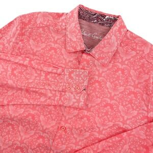 Robert Graham Shirt Mens XL Pink Floral Long Sleeve Button Up Contrast‎ Cuff